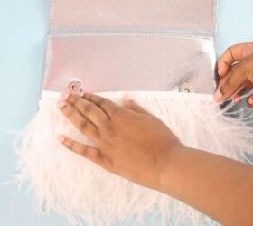 make a diy feather clutch in just 3 super simple steps, Layer the feathers