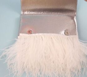 make a diy feather clutch in just 3 super simple steps, Leave feathered trim to dry