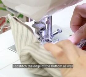 learn how to make a face mask in just 5 simple steps, Topstitch around the nose tie