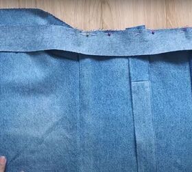 mens jeans to denim jumpsuit thrift flip transformation, Cut a strip for facing