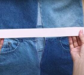 mens jeans to denim jumpsuit thrift flip transformation, Cut the elastic band