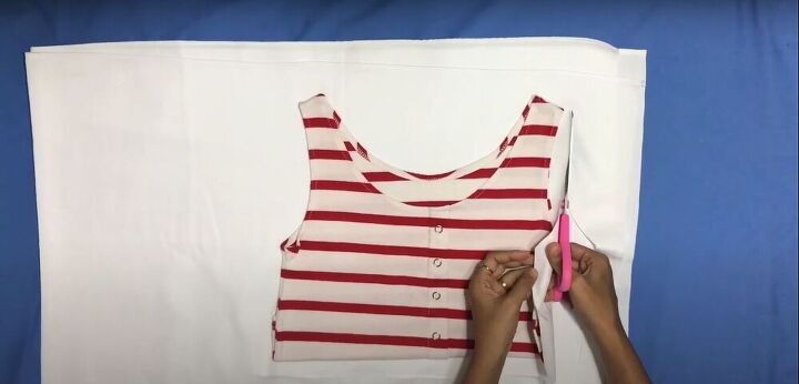 how to make sew a babydoll dress pattern step by step, Using a tank top for the babydoll dress pattern