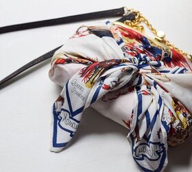 Tie a scarf onto an old purse—now it looks completely different