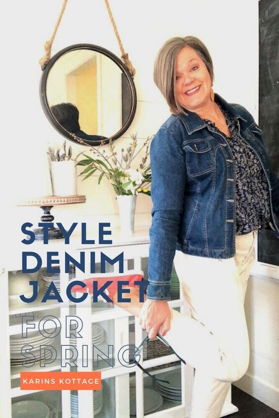 how to style denim jacket and open v neck blouse