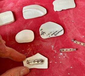 transforming your old crockery into quirky brooch pin, Glue pin