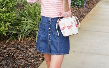 Spring Stripes & Classic Denim Skirt