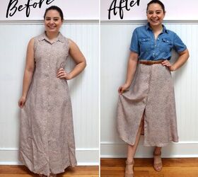 fashion revolution week simple dress to midi skirt refashion