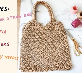 how to upcycle a macrame bag by adding raffia fringe video included