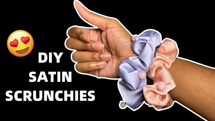 quick and easy diy satin hair scrunchies, Easy satin hair scrunchie pattern