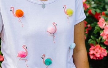 DIY HTV Shirt Ideas: Flamingo and Pom-Pom T-Shirt