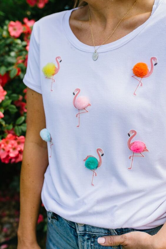 diy htv shirt ideas flamingo and pom pom t shirt