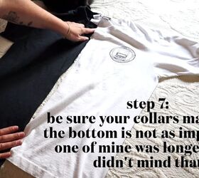 how to easily make a diy half and half t shirt at home, Matching up the t shirt collars