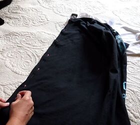 how to easily make a diy half and half t shirt at home, Pinning the half and half t shirt ready to sew