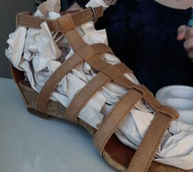 Stuff paper in last year's sandals for a gorgeous way to save money this summer