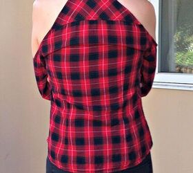 how to add cold shoulders to a flannel shirt in 1 hour