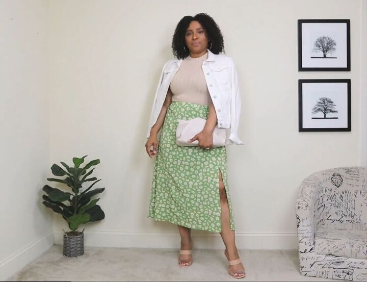 how to style a midi skirt for spring, Easy midi skirt style