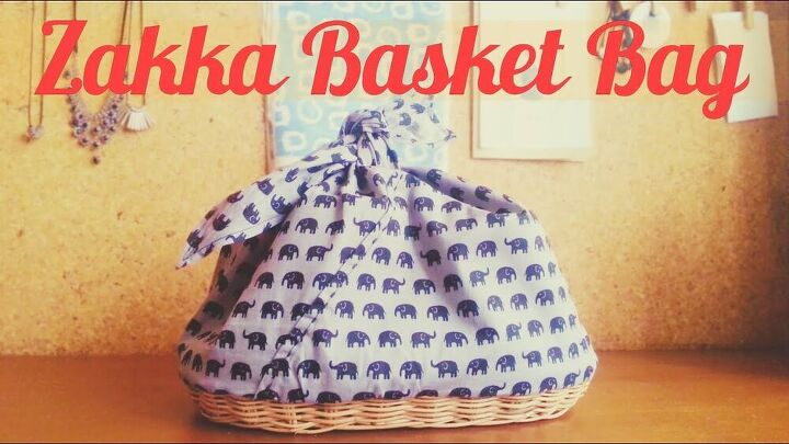 make your own zakka style wicker fabric bag with this tutorial, DIY fabric storage bag