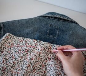 diy upcycle your denim jacket with some fabric