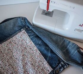 diy upcycle your denim jacket with some fabric