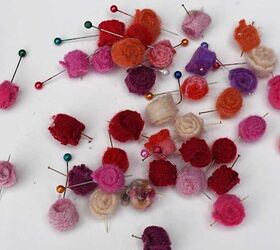 She cuts old sweaters into strips and rolls them up to make unique accessories