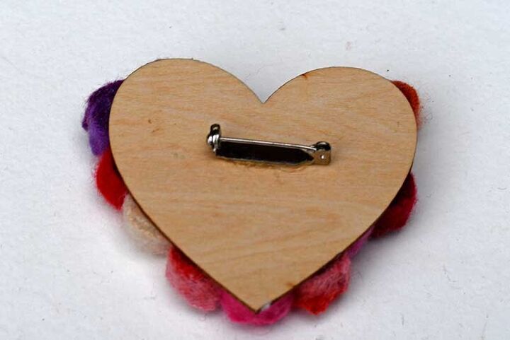 cute heart shape brooch out of old sweaters