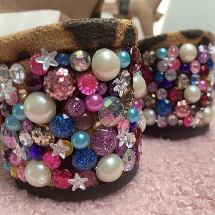 upcycled gem embellished shoes