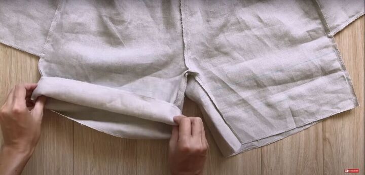 easy paperbag shorts pattern tutorial, Folding the bottom edge