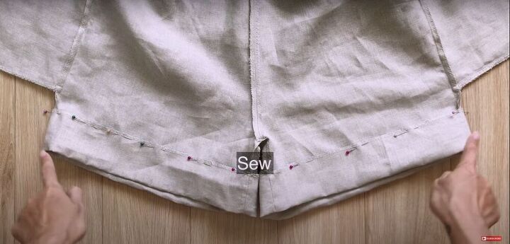 easy paperbag shorts pattern tutorial, Pinning the bottom edge