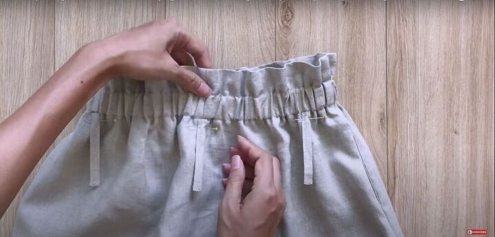 easy paperbag shorts pattern tutorial, Attaching belt loops to waistband