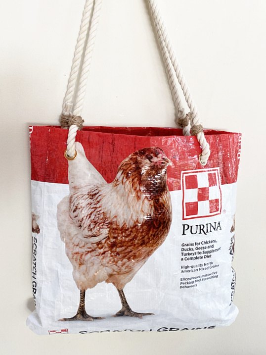 diy chicken feed bag tote