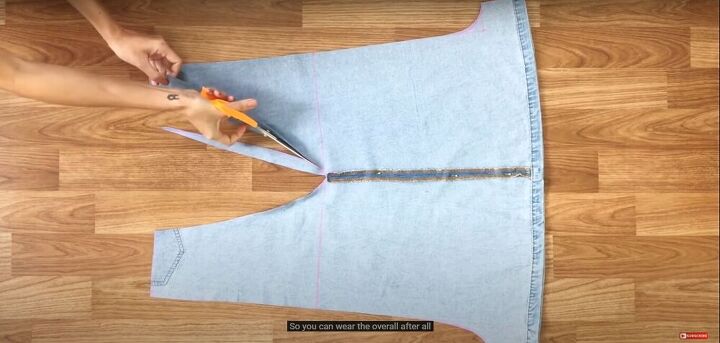 transform a denim skirt into a diy jumpsuit, DIY jumpsuit tutorial