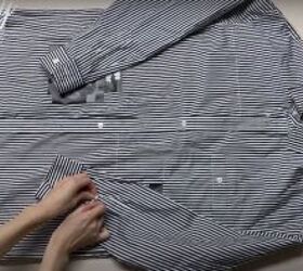 thrift flip mens shirt to cropped jacket, DIY cropped jacket