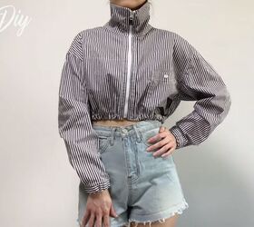 thrift flip mens shirt to cropped jacket