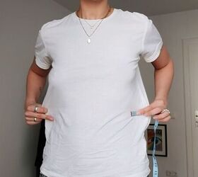 how to upcycle a plain white tee, DIY patchwork top