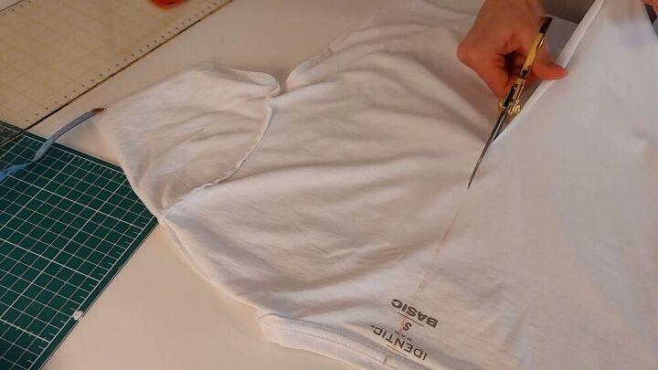 how to upcycle a plain white tee, Basic DIY patchwork top