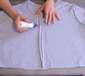 3 quick easy diy t shirt hacks that will transform your old tees, Applying fabric glue to the fabric strip