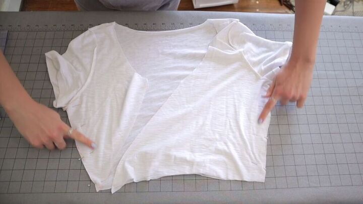 3 quick easy diy t shirt hacks that will transform your old tees, Sewing the new sides seams of the t shirt
