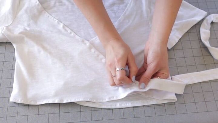 3 quick easy diy t shirt hacks that will transform your old tees, Sewing the straps to the bottom corners