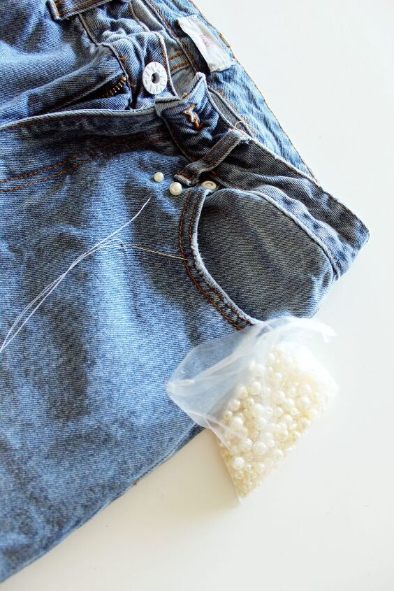 make your own pearl accent jeans