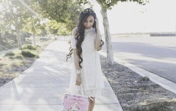 Lace Dress Refashion // How To Add Cold Shoulder "Sleeve"
