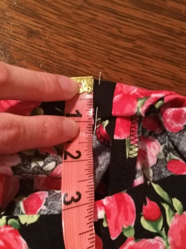 sew a cuffed hem on sleeves or pants, Turn fabric up 1 then again another inch