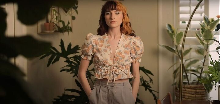 how to make an adorable tie front top with puffy sleeves