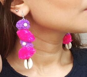 how to make pom pom earrings, Easy pom pom earrings
