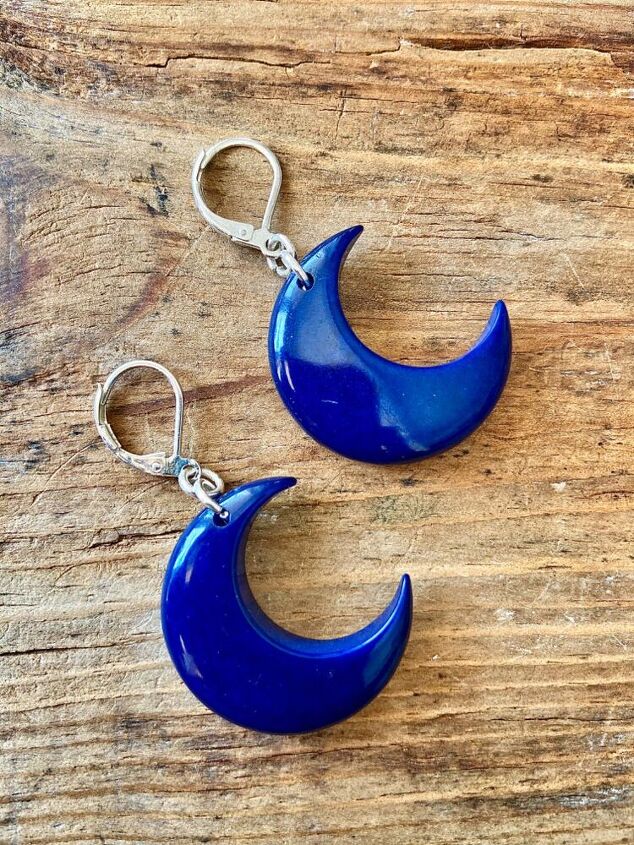 how to make earrings from vegetable ivory nuts, Blue moon earrings