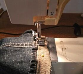how to sew a euro hem on jeans, Use your zipper foot and get as close to that hem as you can
