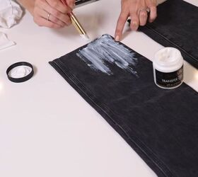 how to make metallic foil t shirt jeans, Make foil denim jeans