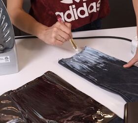 how to make metallic foil t shirt jeans, Foil denim jeans tutorial