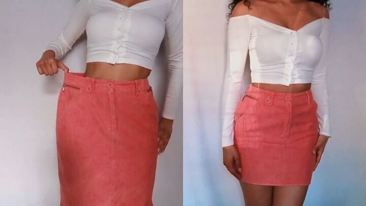 diy mini skirt thrift flip, DIY mini skirt tutorial