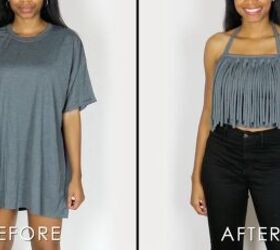 DIY Fringe Halter Top From a T-Shirt (Easy Sewing)