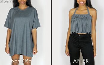 DIY Fringe Halter Top From a T-Shirt (Easy Sewing)
